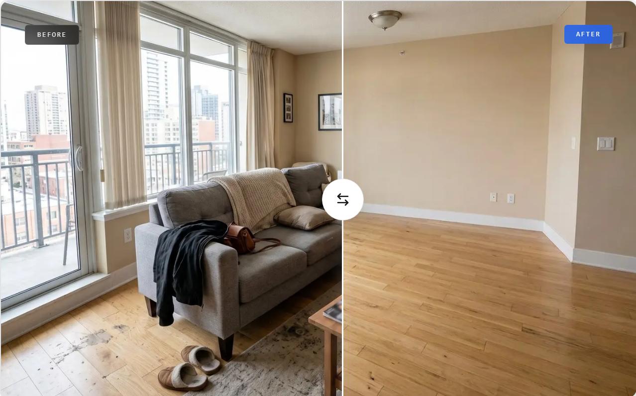 Real estate photo editing before and after example
