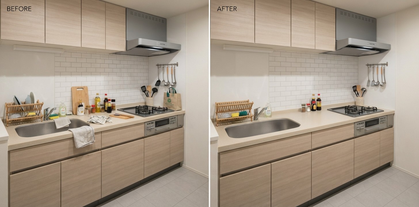 Kitchen-tidying-before-after