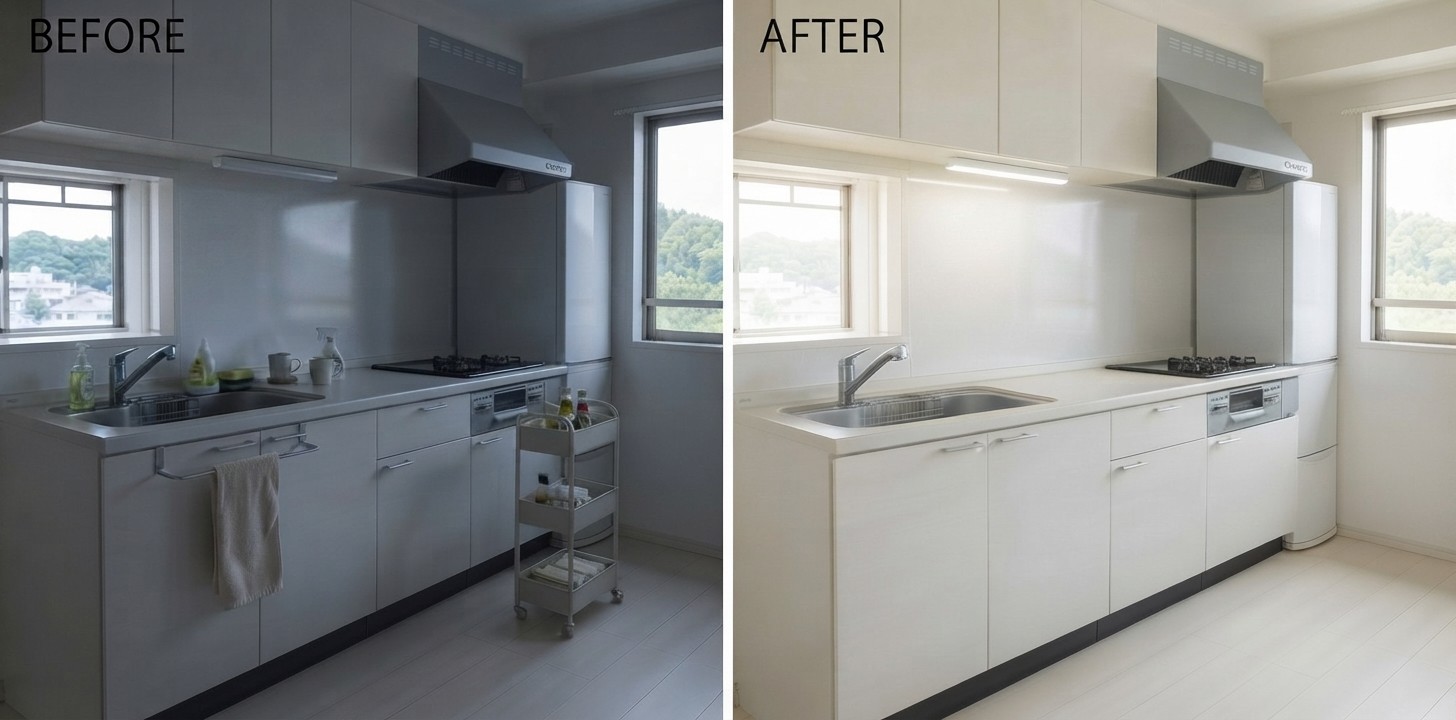 Kitchen-tidying-before-after