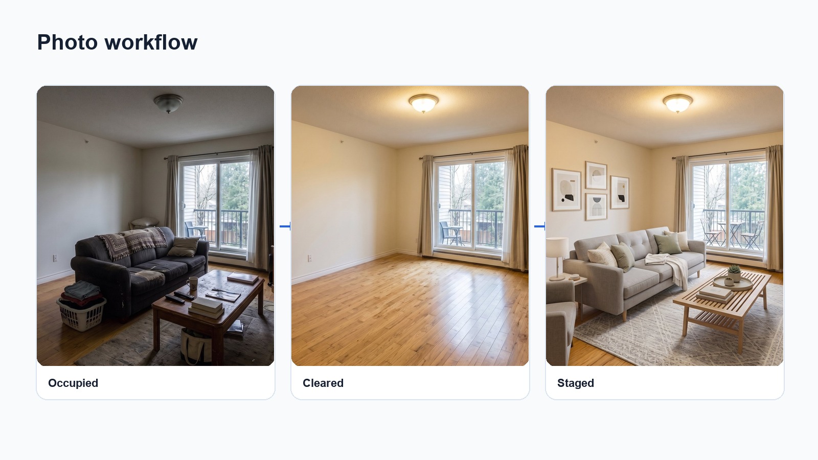 Original rental photo edited and staged for a stronger listing